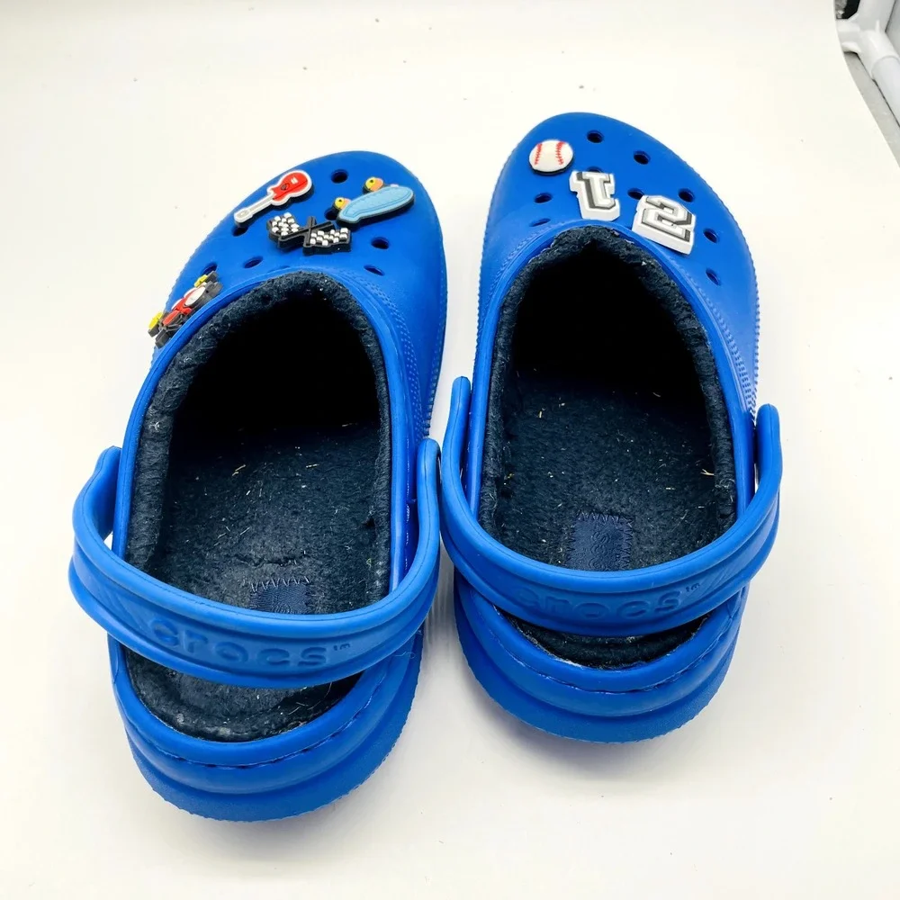 Crocs Classic Clogs Kids J3 Blue Sports Jibbitz Charms Slip On Comfort Shoes
